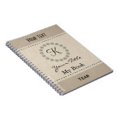 Personalisierter Cooler Monogramm-Leinenlook Notizblock (Rechte Seite)