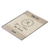 Personalisierter Cooler Monogramm-Leinenlook Notizblock (Linke Seite)