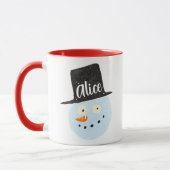 Personalisierter cooler Schneemann, der rot lächel Tasse (Links)