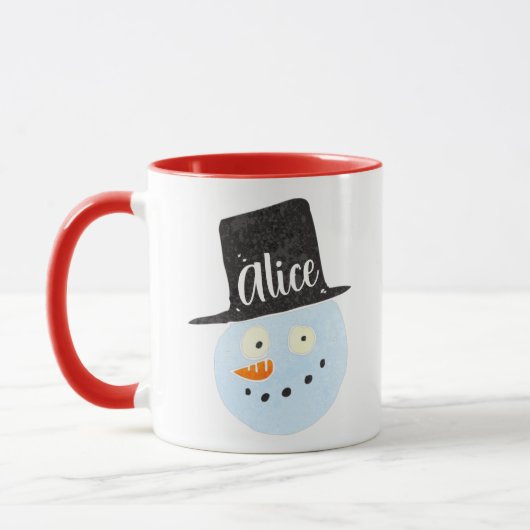 Personalisierter cooler Schneemann, der rot lächel Tasse (Links)
