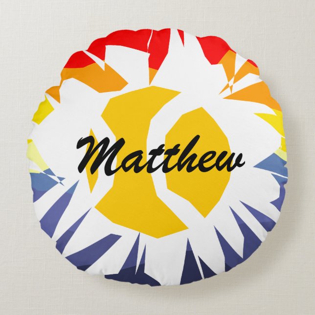 Personalisierter cooler Tennisball-individuelle Na Rundes Kissen (Vorderseite)