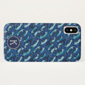 Personalisierter COOLSTER Navy-Allover-Pinguin Case-Mate iPhone Hülle (Rückseite (Horizontal))