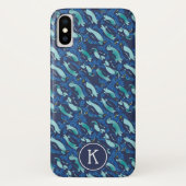 Personalisierter COOLSTER Navy-Allover-Pinguin Case-Mate iPhone Hülle (Rückseite)