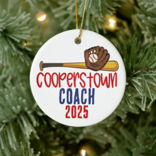 Personalisierter Cooperstown Baseball Coach Danke Keramik Ornament