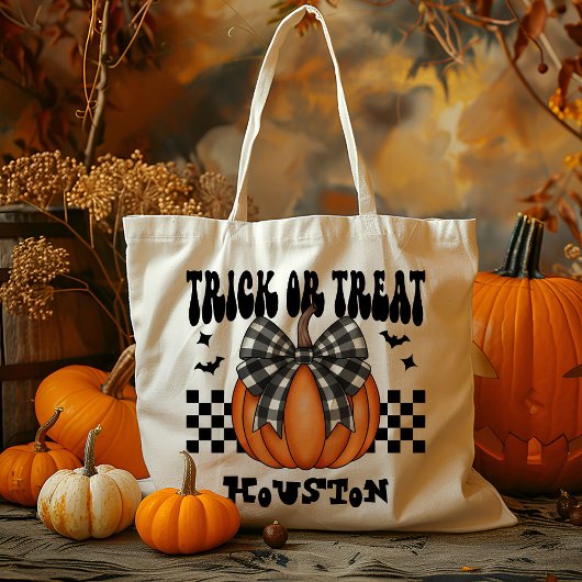 Personalisierter Coquette Pumpkin Trick oder Süßig Tragetasche
