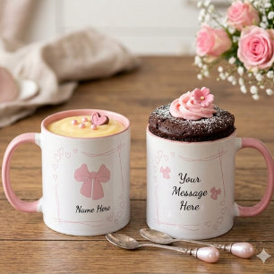 Personalisierter Coquette-Rosa-Schleifen-Kaffeebec Tasse
