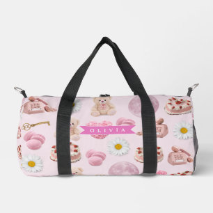 Personalisierter Coquette-Teddybär Rosa Ästhetik Duffle Bag