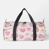 Personalisierter Coquette-Teddybär Rosa Ästhetik Duffle Bag (Rückseite)