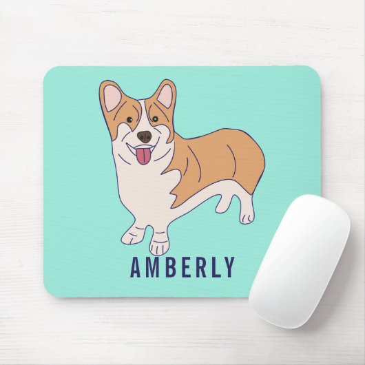 Personalisierter Corgi Hund Minze Green Mousepad (Mit Mouse)