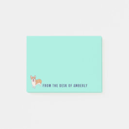 Personalisierter Corgi Hund Minze Green Post-it Klebezettel