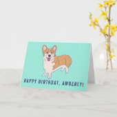 Personalisierter Corgi Hund Minze Grüner Geburtsta Karte (Gelbe Blume)