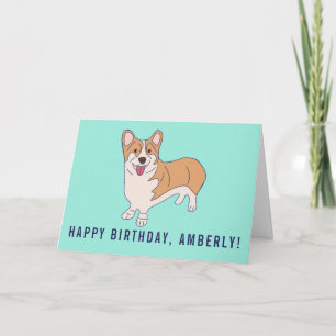 Personalisierter Corgi Hund Minze Grüner Geburtsta Karte