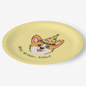 Personalisierter Corgi Theme Kindertag Pappteller (Schrägansicht)