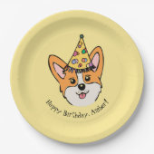 Personalisierter Corgi Theme Kindertag Pappteller (Vorderseite)