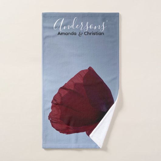 Personalisierter Cornisch-roter Mohn mit grauem Hi Badhandtuch Set (Handtuch)