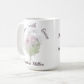 Personalisierter Cosmos Name Botanische Blumen Kaffeetasse (Vorderseite Links)