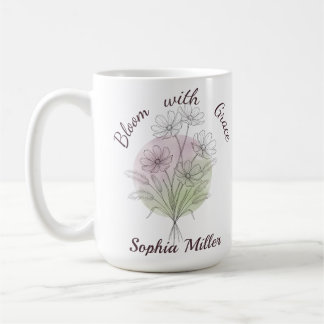 Personalisierter Cosmos Name Botanische Blumen Kaffeetasse