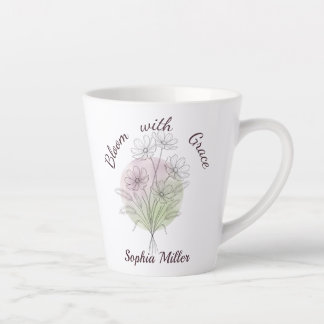 Personalisierter Cosmos Name Botanische Blumen Milchtasse