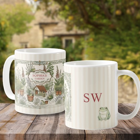 Personalisierter Cottagecore-Froschgarten  Kaffeetasse