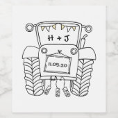 Personalisierter Country Wedding Traktor Weinetikett (Einzelnes Label)