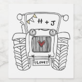 Personalisierter Country Wedding Traktor Weinetikett (Einzelnes Label)
