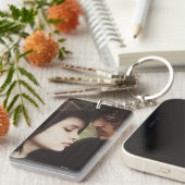 Personalisierter Couple-Foto-Rectangle-Schlüsselan Schlüsselanhänger (Vorderseite rechts)