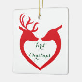 Personalisierter Coupons 1. Weihnachtsfest Hirsch Keramikornament (Links)