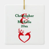 Personalisierter Coupons 1. Weihnachtsfest Hirsch Keramikornament (Rückseite)