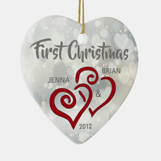 Personalisierter Coupons erste Weihnachtsdekoratio Keramik Ornament (Rechts)