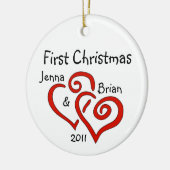 Personalisierter Coupons erste Weihnachtsdekoratio Keramikornament (Links)