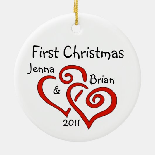 Personalisierter Coupons erste Weihnachtsdekoratio Keramikornament (Hinten)