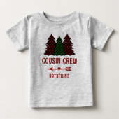 Personalisierter Cousin Crew Karierte Weihnachtsbä Baby T-shirt (Vorderseite)