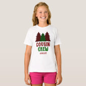 Personalisierter Cousin Crew Karierter Weihnachtsb T-Shirt (Vorne ganz)