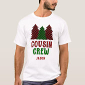 Personalisierter Cousin Crew Karierter Weihnachtsb T-Shirt (Vorderseite)