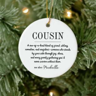 Personalisierter Cousin Lustige Cousin-Definition Keramik Ornament