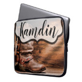 Personalisierter Cowboy Boots Barn Wood Ru Laptopschutzhülle (Vorderseite Links)