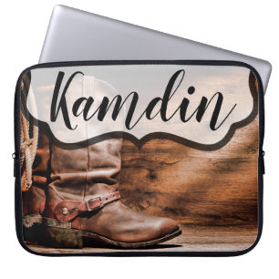 Personalisierter Cowboy Boots Barn Wood Ru Laptopschutzhülle