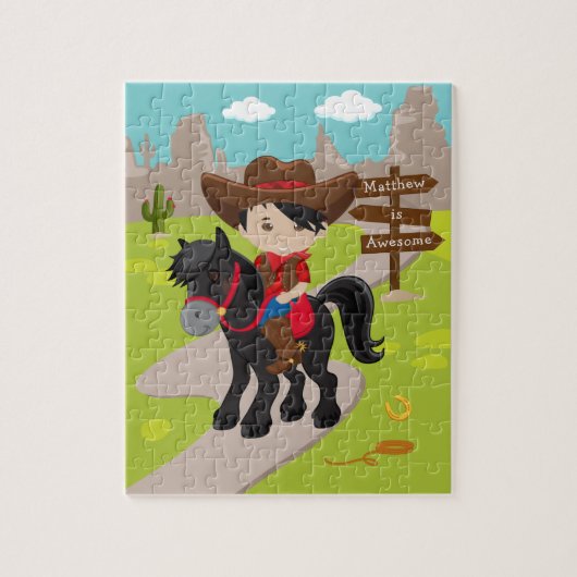 Personalisierter Cowboy Jigsaw Puzzle (Vertikal)
