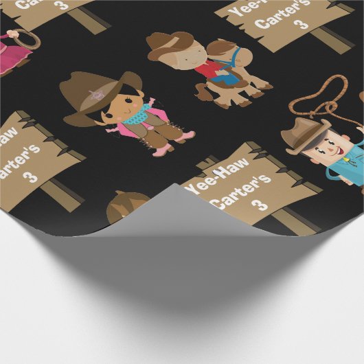 Personalisierter Cowboy oder Cowgirl zum Geburtsta Geschenkpapier (Ecke)