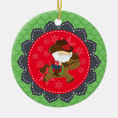 Personalisierter Cowboy Santa Riding Pferd Weihnac Keramikornament (Vorne)