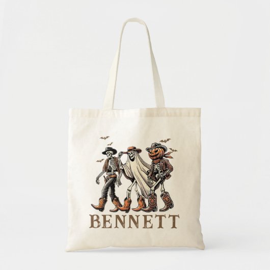 Personalisierter Cowboy Skeleton Trick oder Bonbon Tragetasche (Vorne)