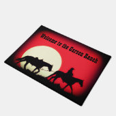 Personalisierter Cowboy und Pferde am Fußmatte (Schrägansicht)