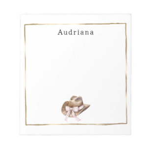 Personalisierter Cowgirl-Hut mit rosa Schleife Notizblock