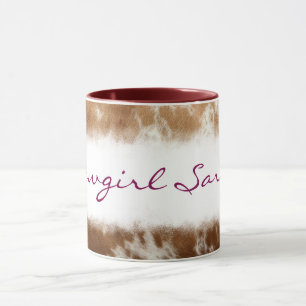 Personalisierter Cowgirl-Kuhleder-Muster-Becher We Tasse