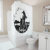 Personalisierter Cowgirl-Western Reittier Duschvorhang (Beispiel)