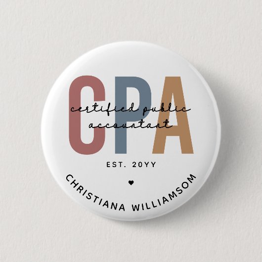 Personalisierter CPA-zertifizierter öffentlicher W Button (Vorderseite)