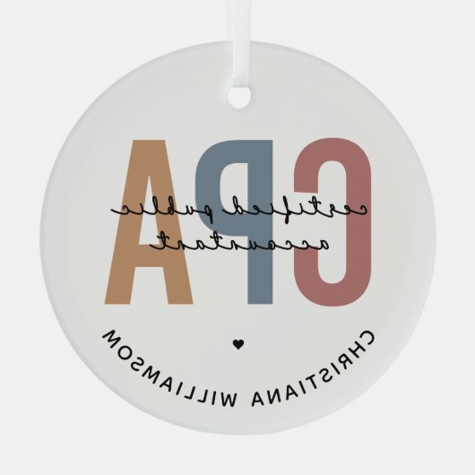 Personalisierter CPA-zertifizierter öffentlicher W Ornament Aus Glas (Rückseite)