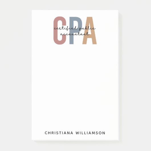 Personalisierter CPA-zertifizierter öffentlicher W Post-it Klebezettel (Vorderseite)