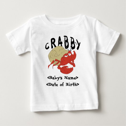 Personalisierter Crabby neuer Baby-T - Shirt (Vorderseite)