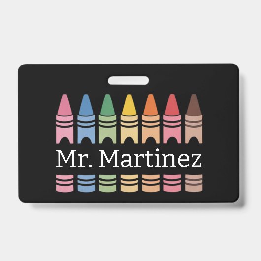 Personalisierter Crayon Lehrer Name Niedlich Back  Ausweis (Vorderseite)